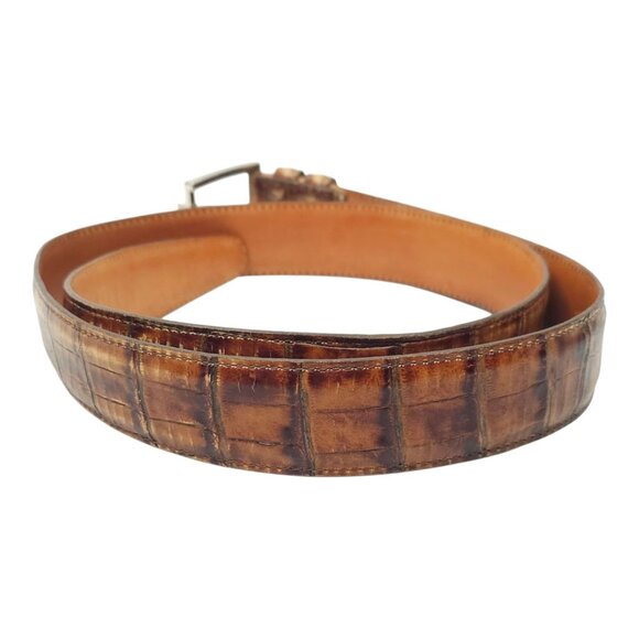 Martin Dingman Belt Men Sz 38/95 Brown Alligator Grain Calf Leather Handmade USA - Picture 13 of 13